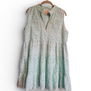 Sail To Sable Pastel Blue Eyeler Sleeveless  V Neck Mini Dress Size Large